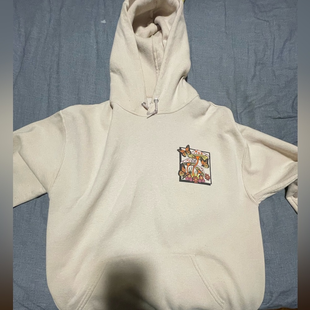 Cream Hoodie with Butterfly design